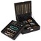 Velvet Jewelry Box Organizer - Lockable 2 Layer Travel Case, Earrings Storage with Removable Tray for Women, Men (Black)